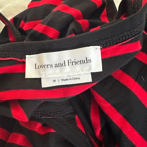 Lovers and Friends Red and NAVY Stripped Midi Dress with Rosette - Size M - Picture 4 of 4
